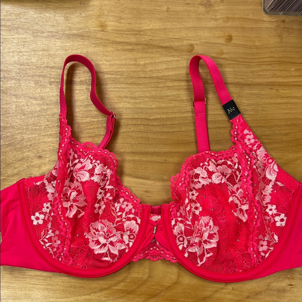 Victoria's Secret Vibrant Pink Floral Lace Bra